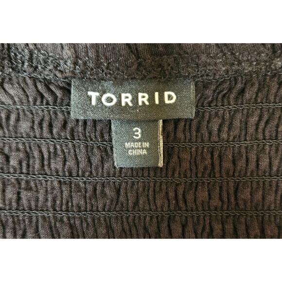 Torrid 3 Black Smocked Babydoll Tank Top Plus Size 3X Women's Sleeveless Blouse - Picture 7 of 7